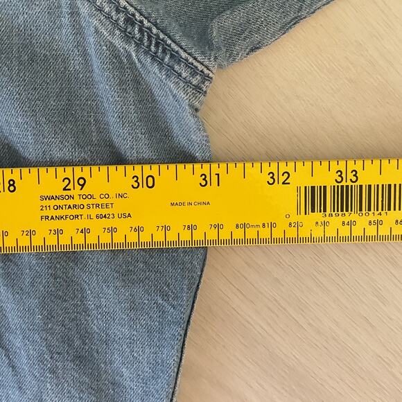 TopShop Moto Chambray Embroidered Button Up Blouse Denim US size 12 - Picture 11 of 12